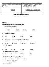 Đề kiểm tra cuối kỳ I môn Toán + Tiếng Việt Lớp 3 - Năm học 2015-2016 - Trường TH Nguyễn Hữu Cảnh (Có đáp án)